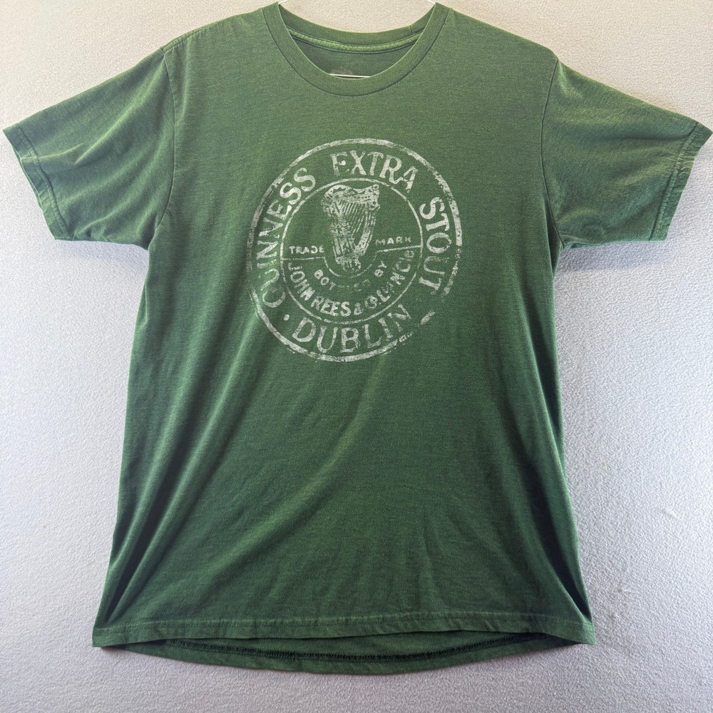 Guinness Extra Stout Dublin T‎ Shirt Mens Large Green Graphic Tee Short Sleeve L